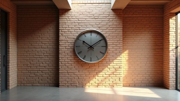 Cuisine ouverte : trois murs nus et une horloge pour les habiller